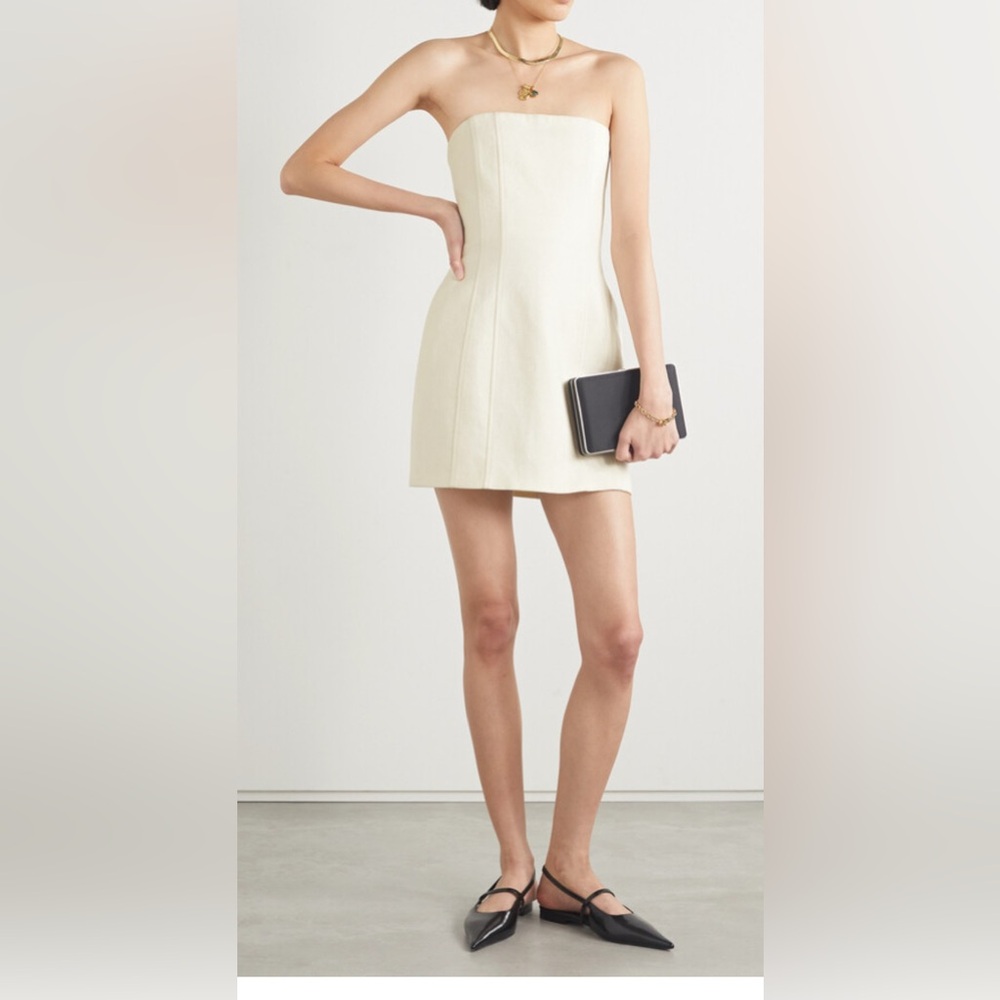 ALC Elsie Cream strapless linen Mini Dress